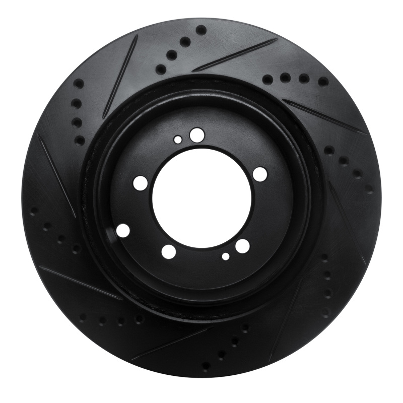 Mitsubishi Lancer Brake Rotor (1) - Rear Right - R1 Concepts - Drilled & Slotted - Black - `03-`06